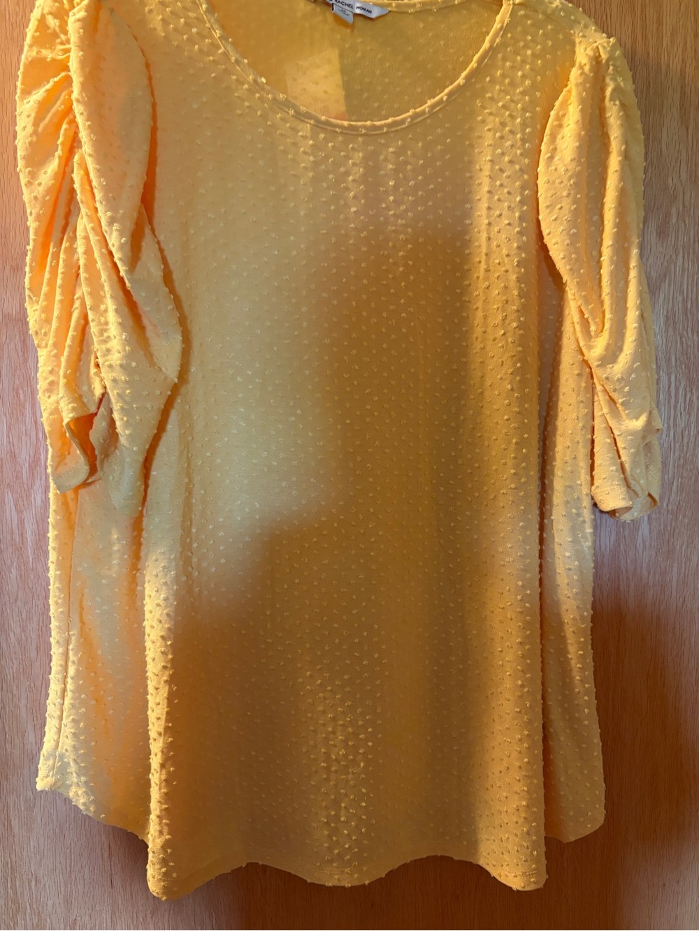 Women's Yellow Swiss Dot Short Sleeve Top
